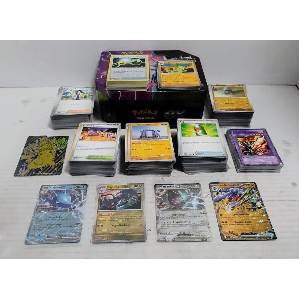 HUGE 2016-2024 500+ POKEMON TCG BULK LOT W TIN EX HOLOS DOUBLE RARES ETC.